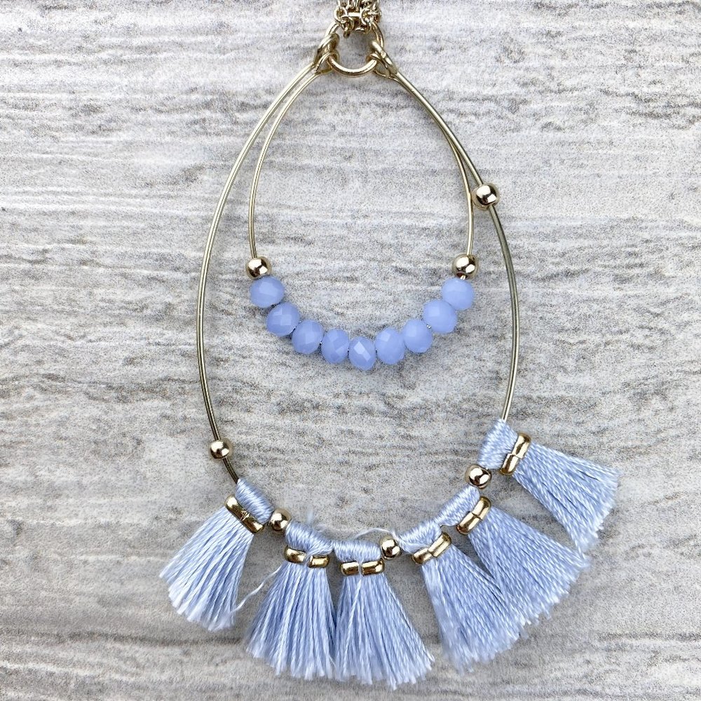 Ice Blue Tassel Necklace